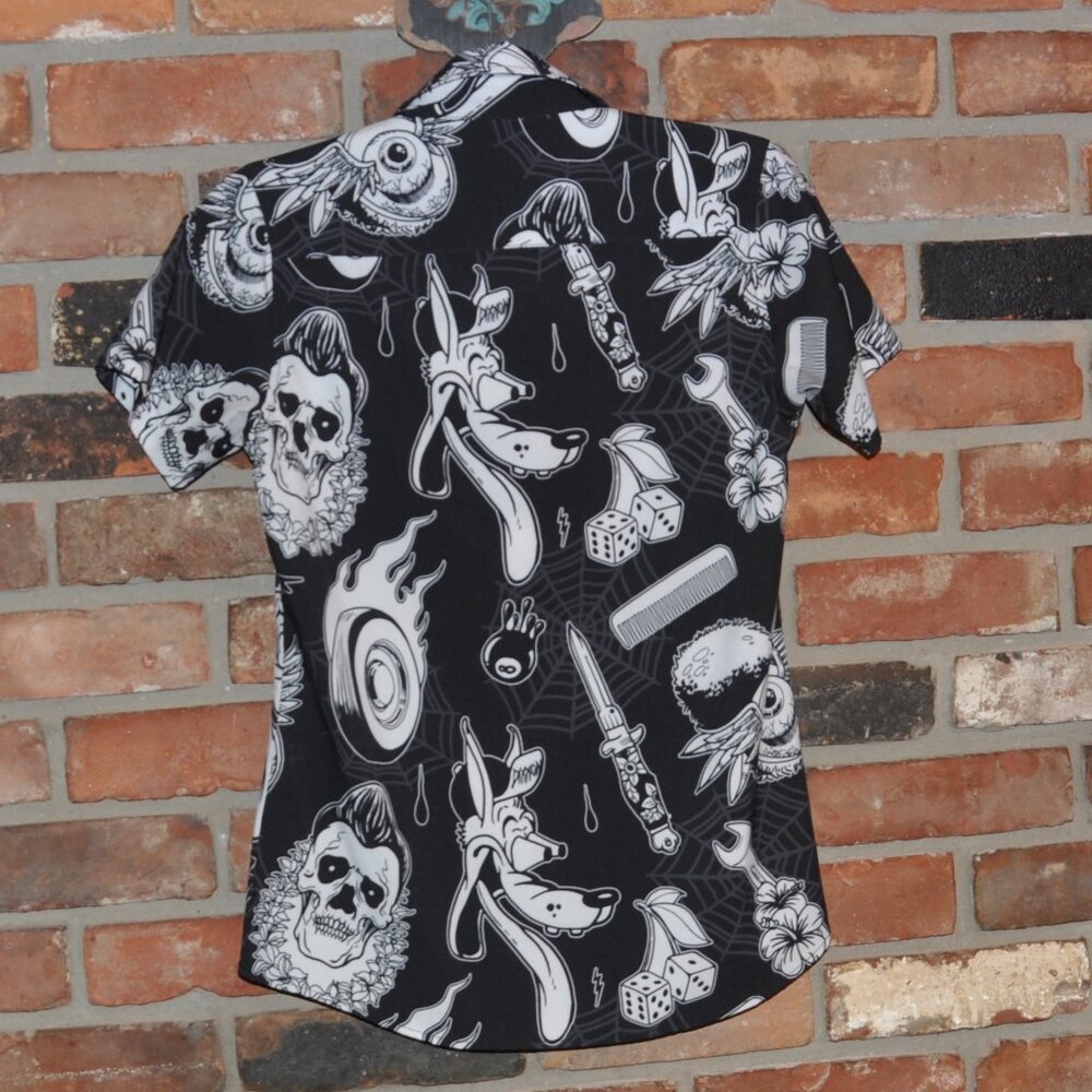 Dixxon Flannel Co Rat Rod Short Sleeve Button-up Top Shirt All Over Print S - Picture 6 of 8
